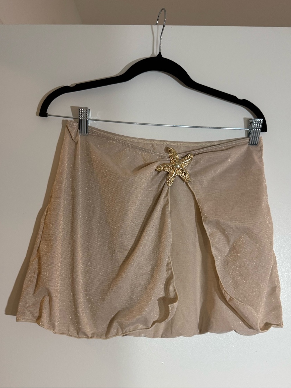 Beige Starfish-Detail Mini Skirt coverup